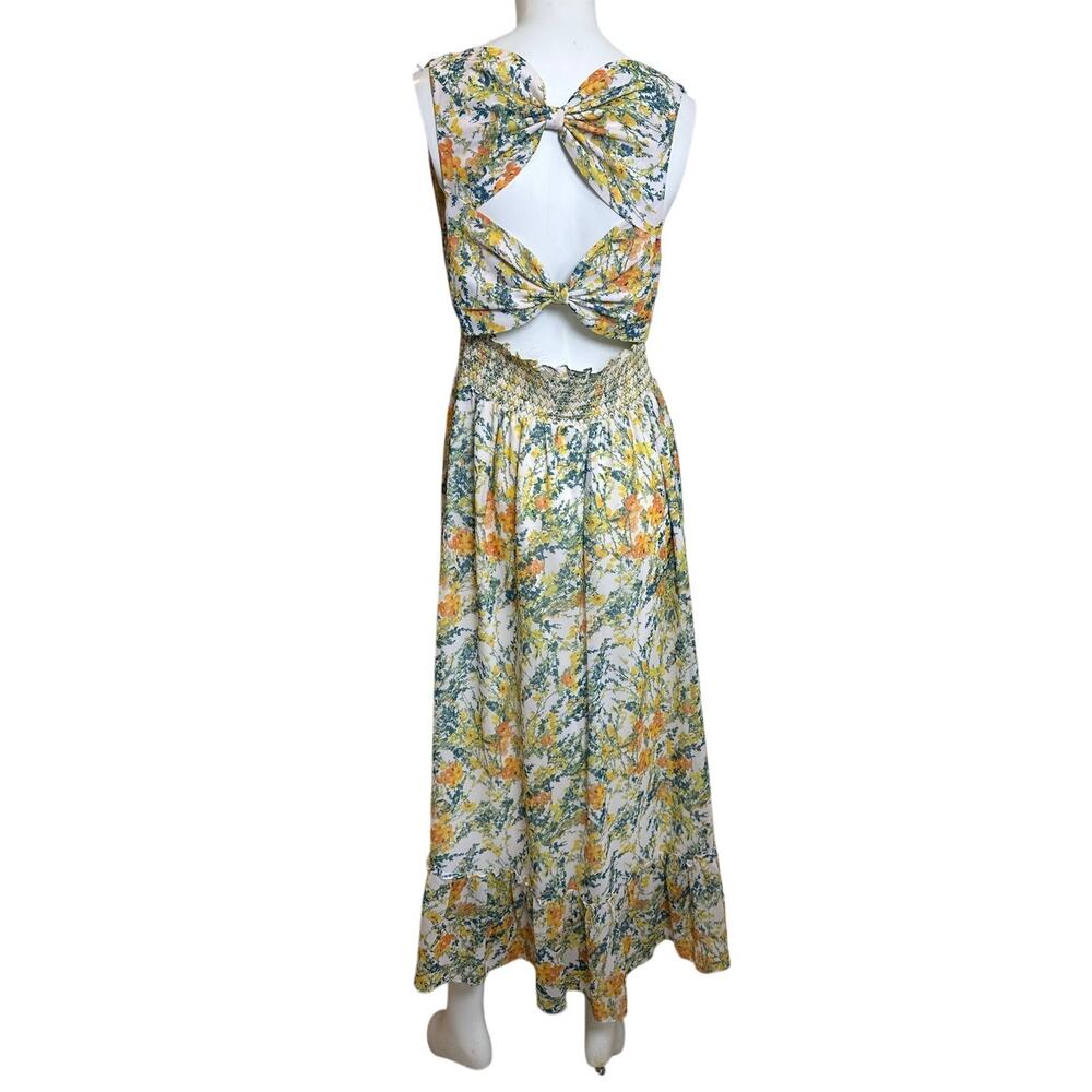 Sachin & Babi Floral Pleated Bow Back Midi Dress Size 6 Wedding Guest - Picture 6 of 12